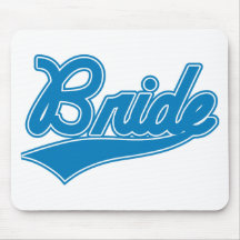 Bride (Baseball Script Blue) Mousepads