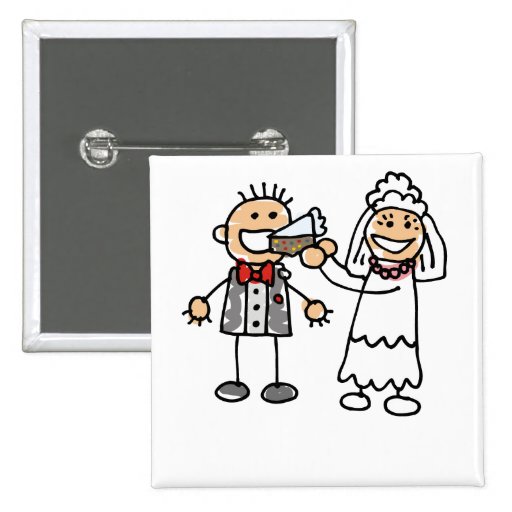 Bride Feeds Groom Pinback Buttons