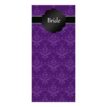 Bride gifts purple damask custom rack cards
