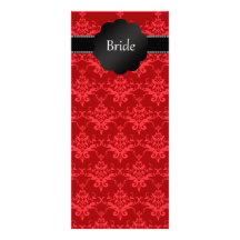 Bride gifts red damask rack card