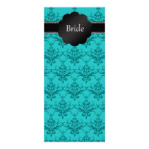 Bride gifts turquoise damask rack card template