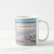 Bride & Groom Names Written in the Sand Mug