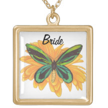 Bride Necklace, Butterfly Daisy Jewellery