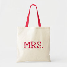 Bride Red Text Mrs. Tote Bag