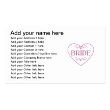 Bride (with heart and flourishes) business card templates