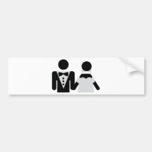 bridegroom and bride marriage icon bumper stickers