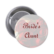 Bride's Aunt - Red Rose Bouquet (1) Button