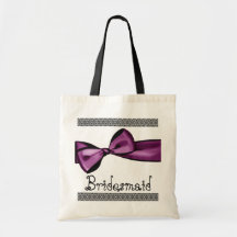 Bridesmaid Bag - Purple Faux Satin Bow and Lace