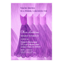 Bridesmaid Luncheon or Brunch Purple Dresses Personalized Invites