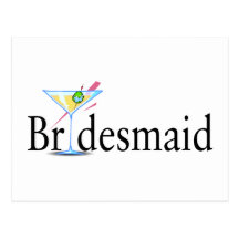 Bridesmaid Martini Drink Post Cards