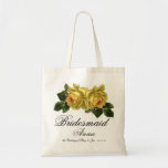 Bridesmaid Name Floral Rose Tote Wedding Favour Bags