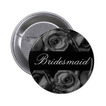 "Bridesmaid" Roses in Black and White Buttons