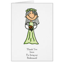 Bridesmaid Sketch, Thank You Greeting Card