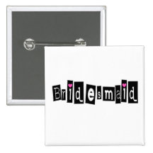 Bridesmaid (Sq Blk) Button