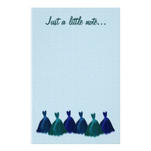 Bridesmaid Stationery  - Teal Green Blue Gowns
