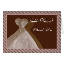 Bridesmaid Thank You - Gold and Brown Gowns Cards