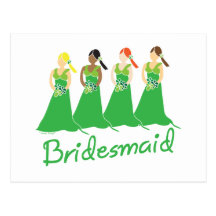 Bridesmaids in Green Wedding Attendant Postcard