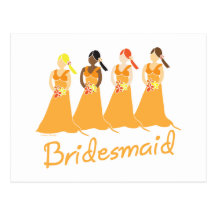 Bridesmaids in Peach Wedding Attendant Post Card