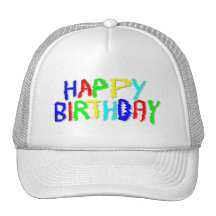 Bright and Colourful. Happy Birthday. Mesh Hats
