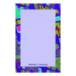 bright blue abstract personalized stationery