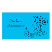 Bright Blue Black Swirl Business Card