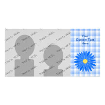 Bright Blue Flower. Photo Card Template