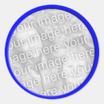 bright blue round sticker