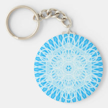 bright blue throat chakra sacred geometry keychains