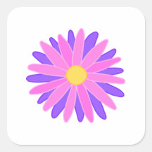 Bright Colourful Flower. Pink and Purple. Square Stickers