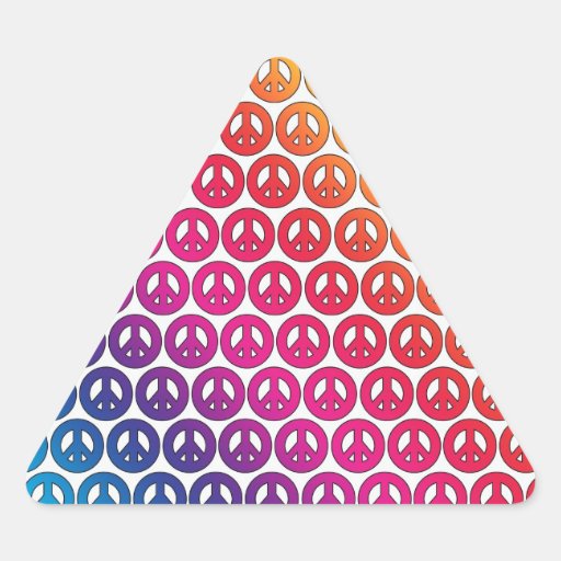 Bright Colourful Retro Rainbow Peace Symbols Triangle Sticker
