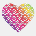 Bright Colourful Retro Rainbow Peace Symbols Heart Stickers