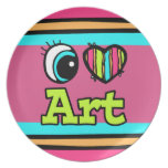 Bright Eye Heart I Love Art Party Plates