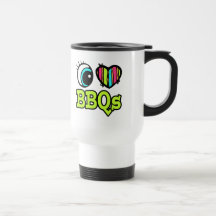 Bright Eye Heart I Love BBQs Mugs
