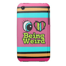 Bright Eye Heart I Love Being Weird iPhone 3 Case-Mate Cases