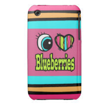 Bright Eye Heart I Love Blueberries iPhone 3 Cover