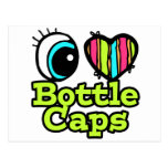 Bright Eye Heart I Love Bottle Caps Postcard