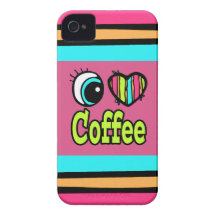 Bright Eye Heart I Love Coffee Case-Mate iPhone 4 Case