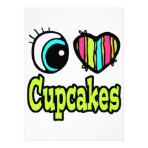Bright Eye Heart I Love Cupcakes Personalized Announcement