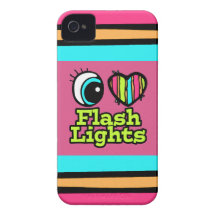 Bright Eye Heart I Love Flashlights Case-Mate iPhone 4 Cases