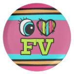 Bright Eye Heart I Love FV Party Plate