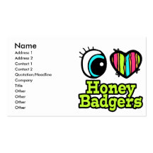 Bright Eye Heart I Love Honey Badgers Business Cards