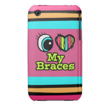 Bright Eye Heart I Love My Braces iPhone 3 Cases