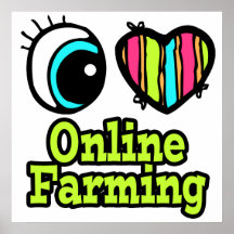 Bright Eye Heart I Love Online Farming Print
