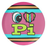 Bright Eye Heart I Love Pi Party Plate