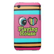 Bright Eye Heart I Love Playing House iPhone 3 Cover