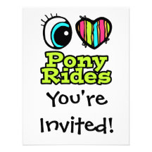Bright Eye Heart I Love Pony Rides Invites