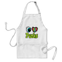 Bright Eye Heart I Love Punks Aprons