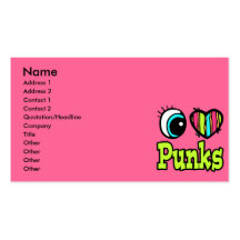 Bright Eye Heart I Love Punks Business Card Templates