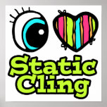 Bright Eye Heart I Love Static Cling Poster