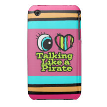 Bright Eye Heart I Love Talking Like a Pirate iPhone 3 Cases